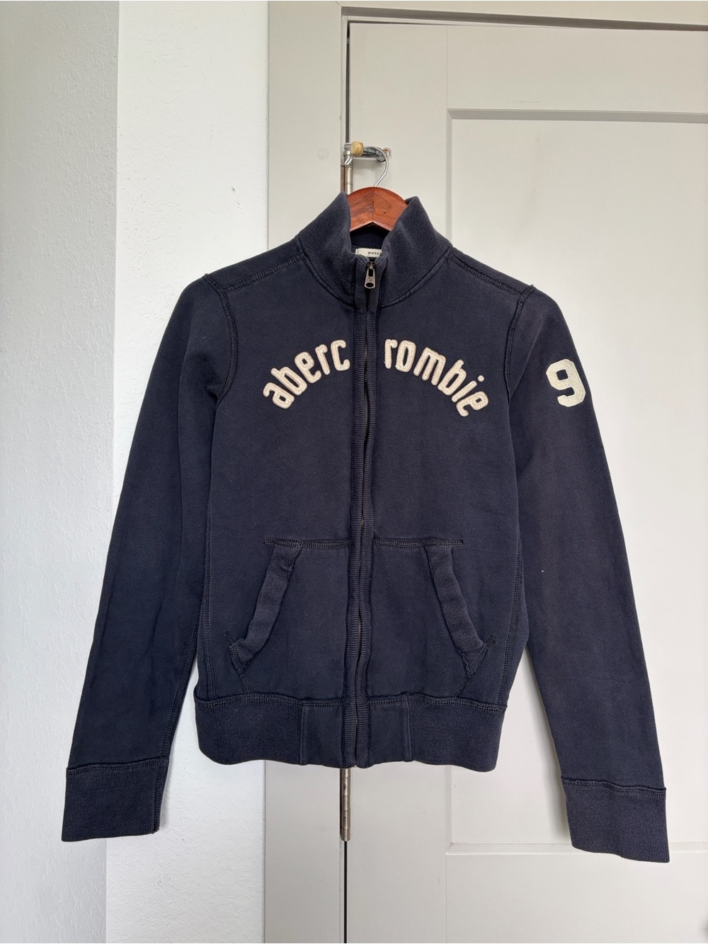 VINTAGE Y2K ABERCROMBIE & FITCH KIDS MUSCLE FULL ZIP SWEATSHIRT NAVY KIDS XL